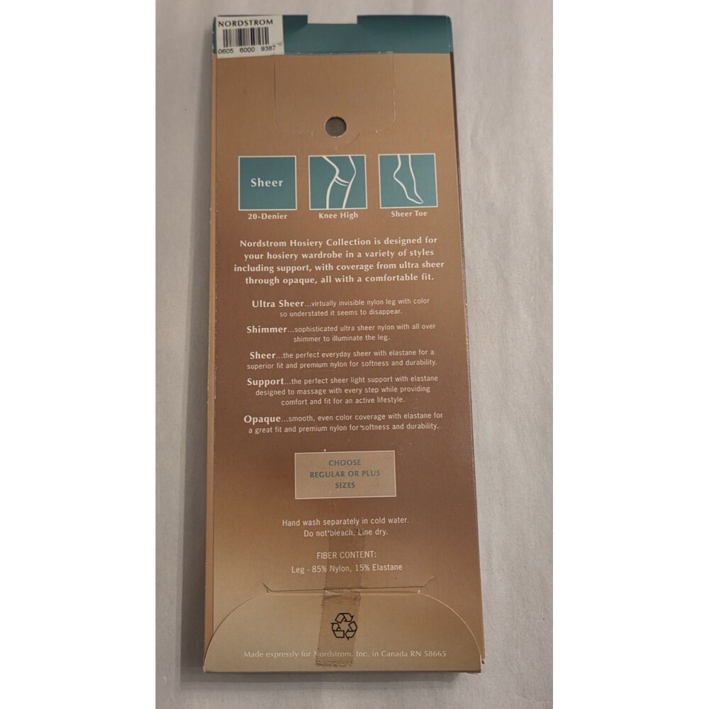 Nordstrom Sheer Hosiery Lot Knee High Thigh High 20 Denier Leg Medium Beige New - Picture 6 of 6